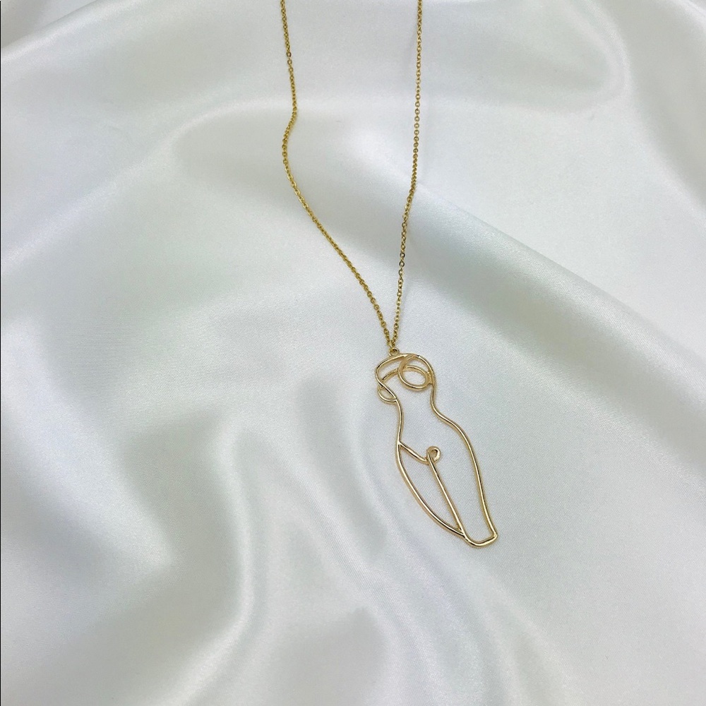 Minimalist Female Nude Body Earrings And Necklace - Picture 3 of 3